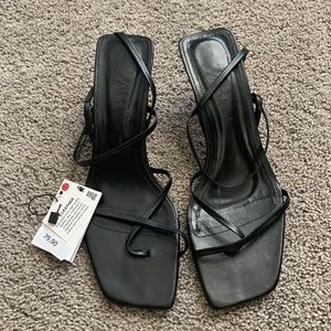 Zara black strappy heels